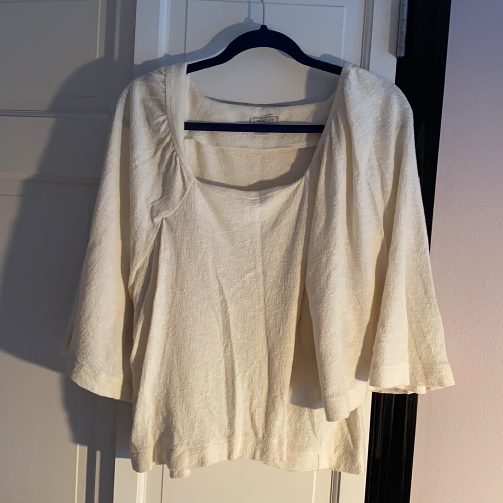 J Crew Point Sur square neck cream top.